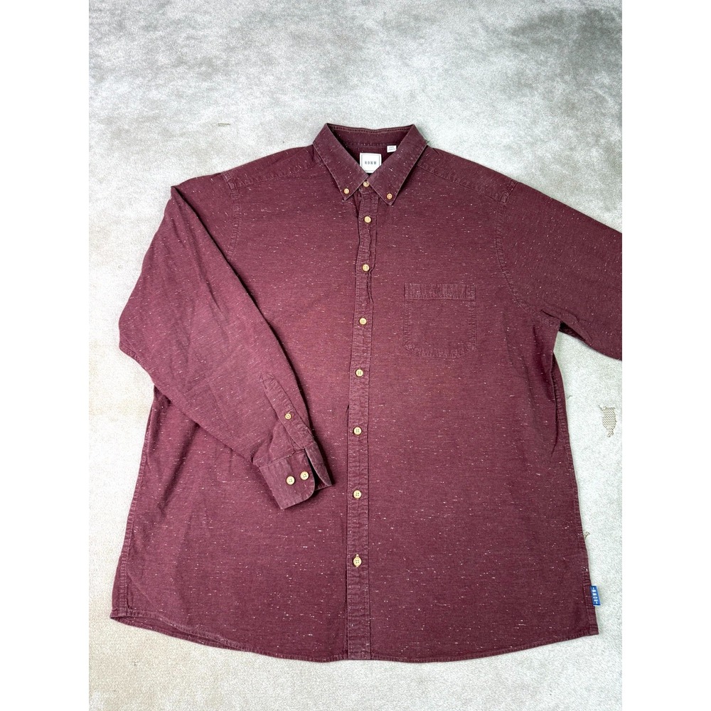Rowm Shirt Mens 2XT Wine Burgundy Cotton Blend Speckled Casual Button Down